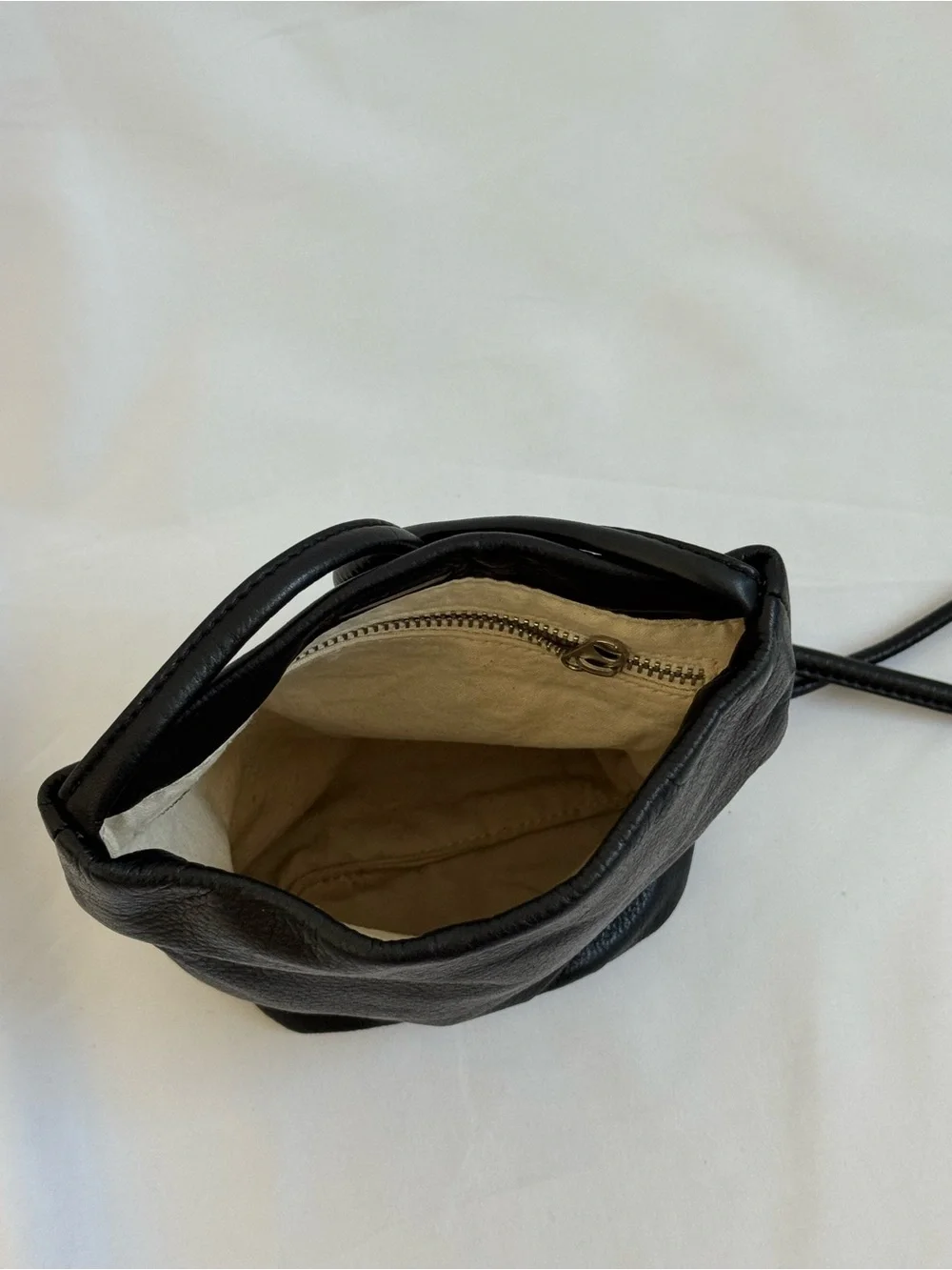 BAGGU Black Pebbled Leather Drawstring Crossbody - Picture 3 of 3